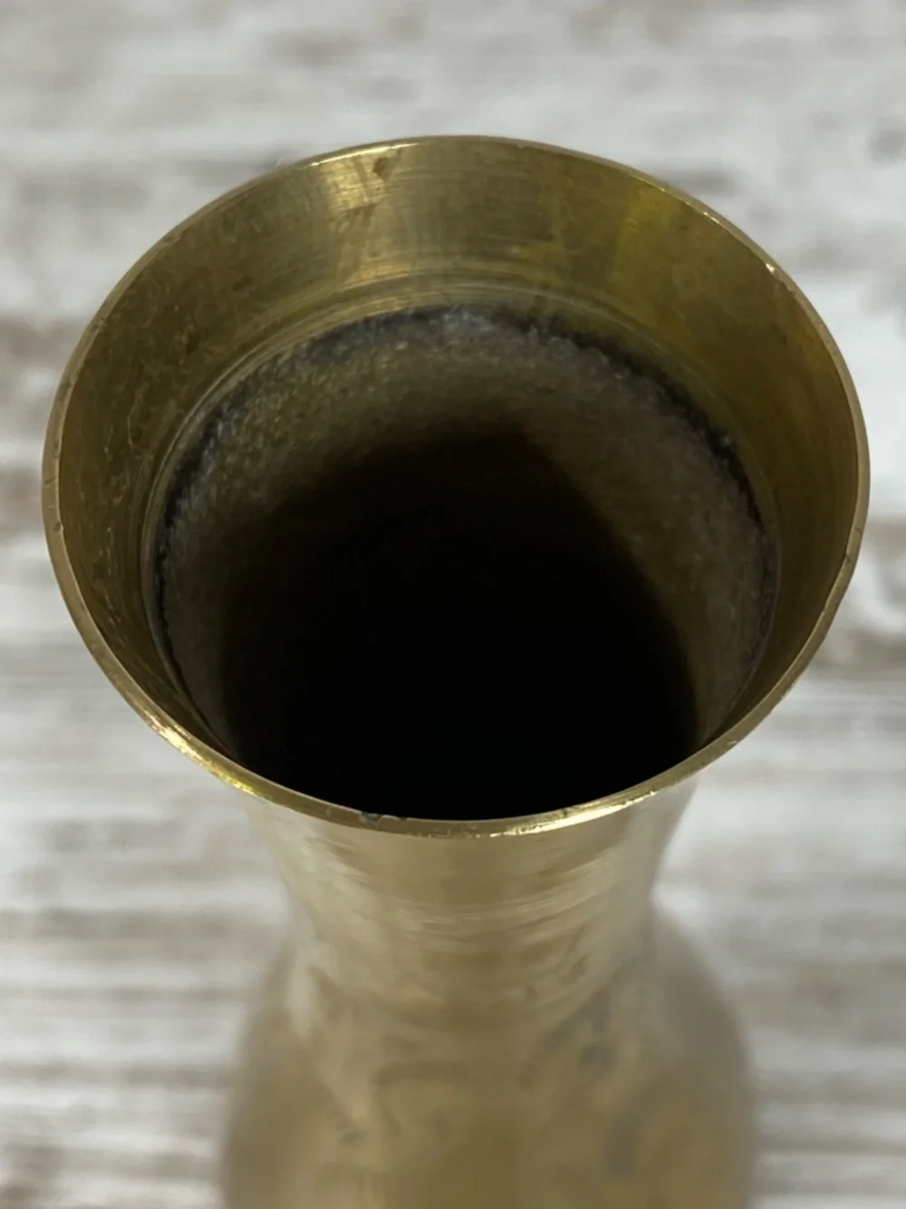 Vintage Brass Bud Vase Etched Mid Century Boho India 6”